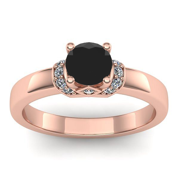 Inel logodna cu diamant negru rotund