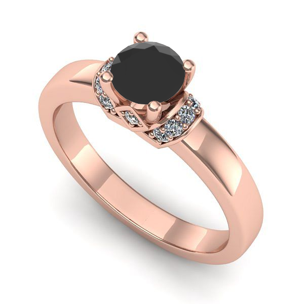 Inel din aur roz cu diamant negru