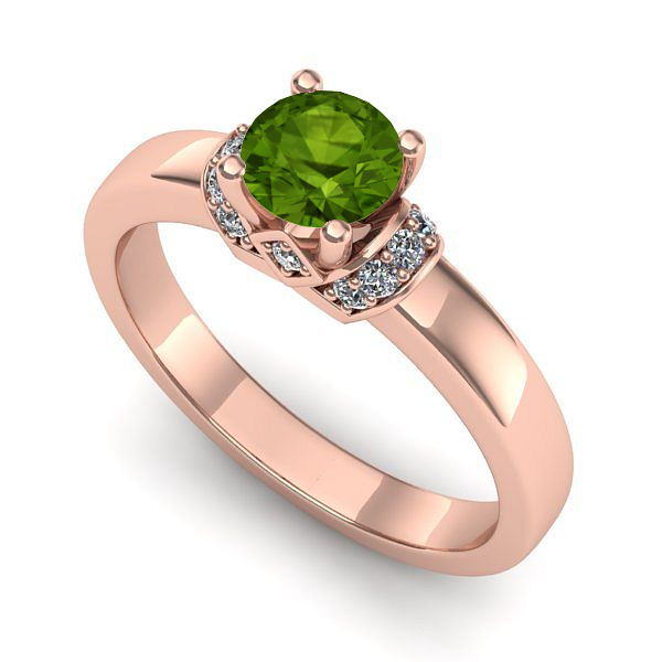 Inel de logodna din aur roz cu peridot