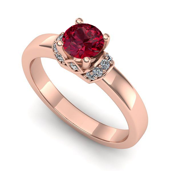 Inel de logodna din aur roz cu rubin