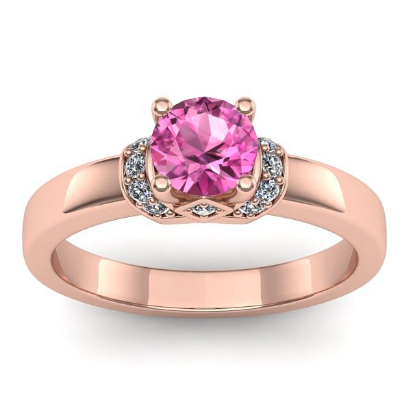 Inel logodna cu safir roz rotund