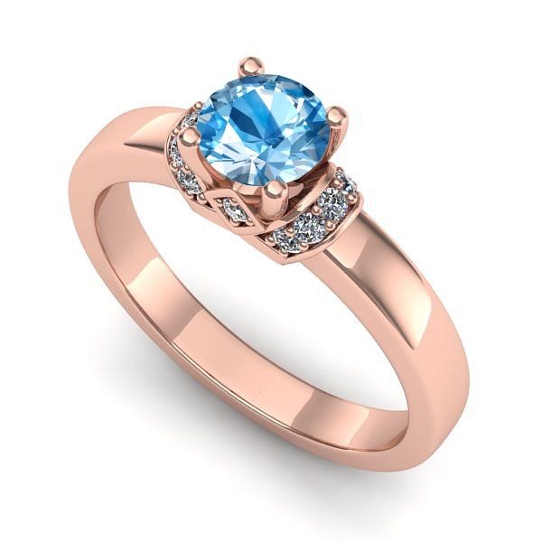 Inel din aur roz cu topaz blue