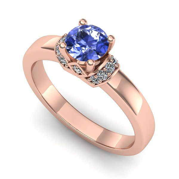 Inel din aur roz cu tanzanit