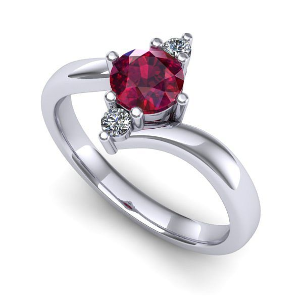 Inel din aur alb cu rubin