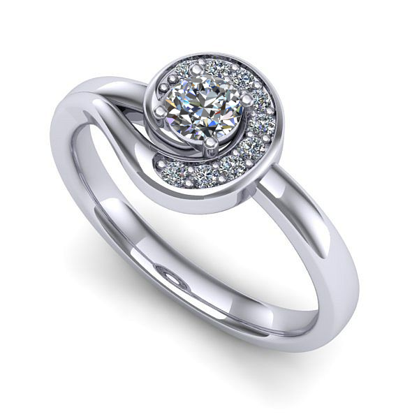 Inel de logodna din aur alb cu diamant