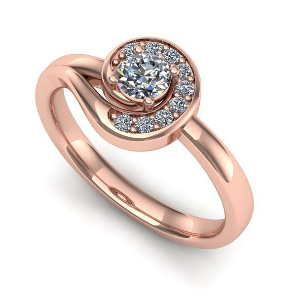 Inel din aur roz cu diamant