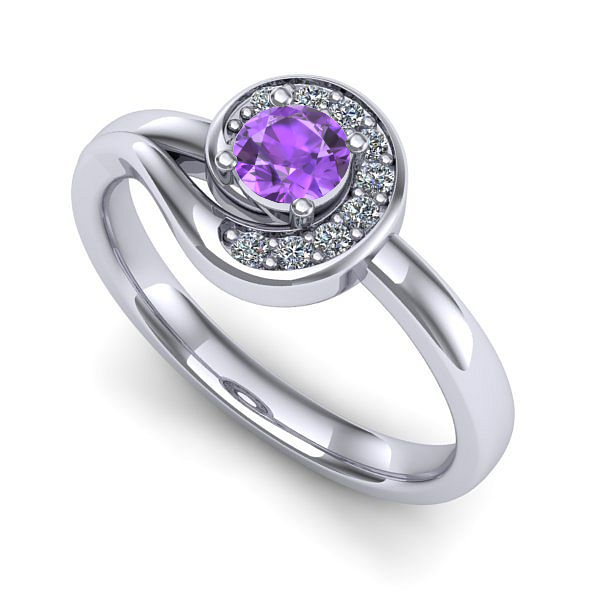 Inel din aur alb cu ametist