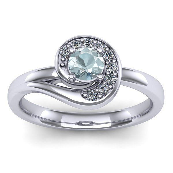 Inel logodna cu aquamarin rotund