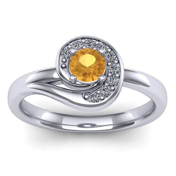 Inel logodna cu citrin rotund