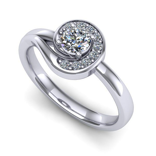 Inel logodna din aur alb cu diamant