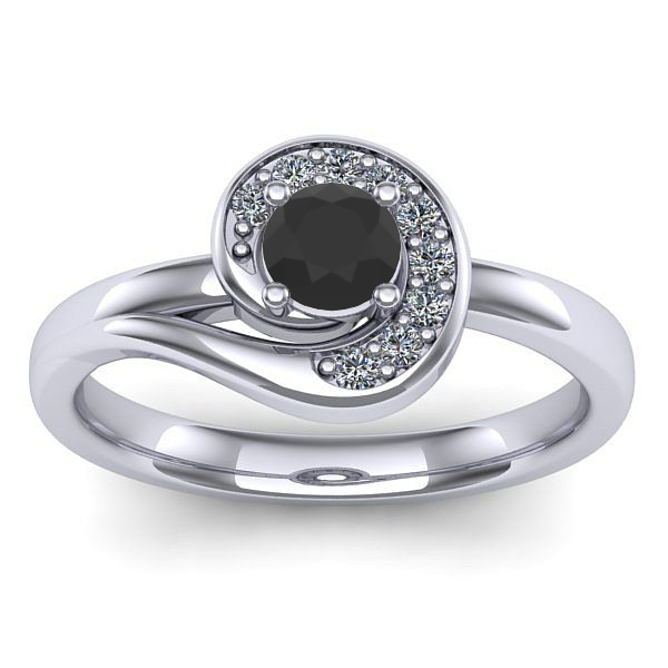 Inel cu diamant negru rotund