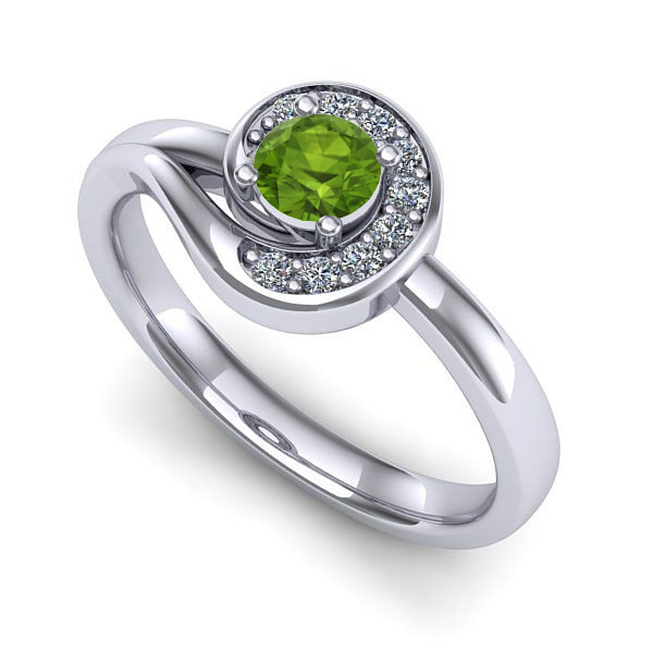 Inel din aur alb cu peridot