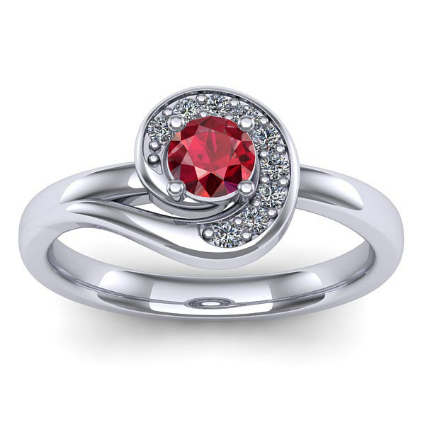 Inel logodna cu rubin rotund
