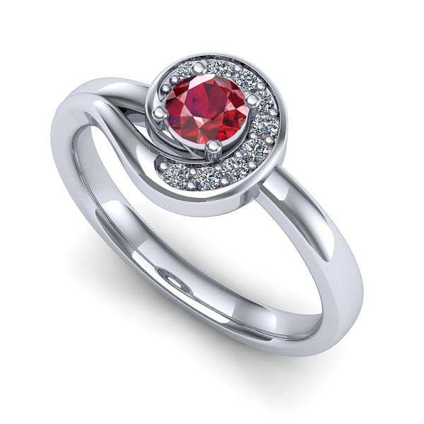 Inel din aur alb cu rubin