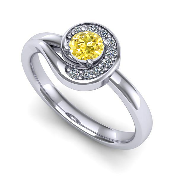 Inel din aur alb cu safir galben