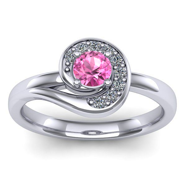 Inel de logodna cu safir roz rotund