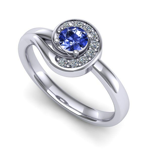 Inel logodna din aur alb cu tanzanit