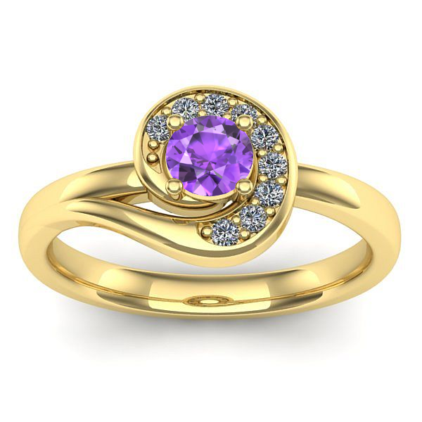 Inel de logodna cu ametist rotund