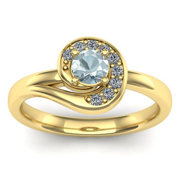 Inel de logodna cu aquamarin rotund