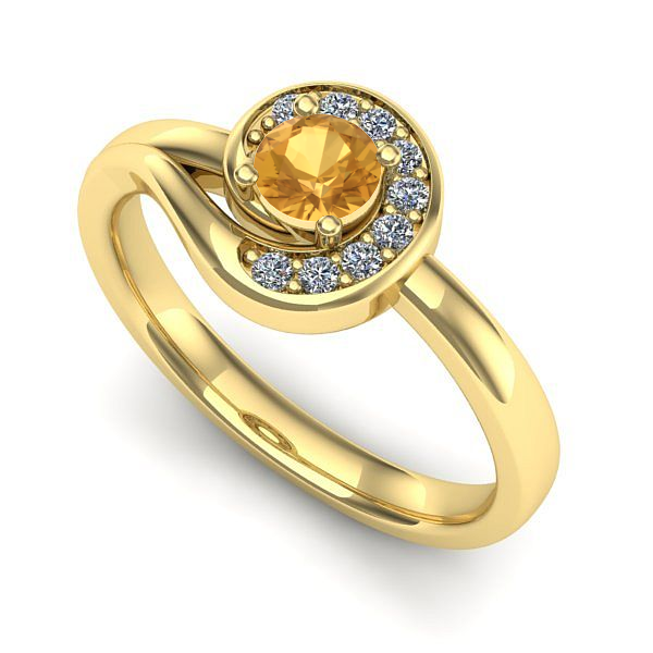 Inel de logodna din aur galben cu citrin
