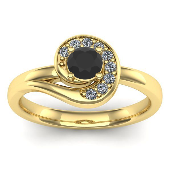 Inel logodna cu diamant negru rotund