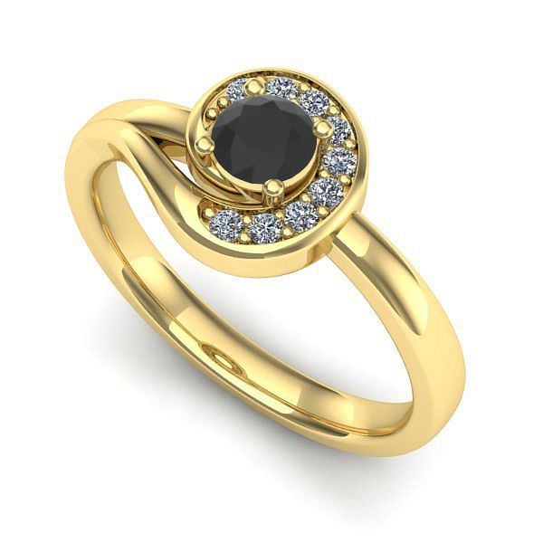 Inel din aur galben cu diamant negru