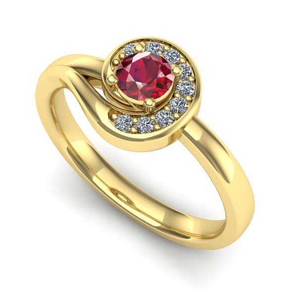 Inel din aur galben cu rubin