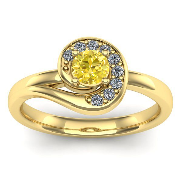 Inel cu safir galben rotund