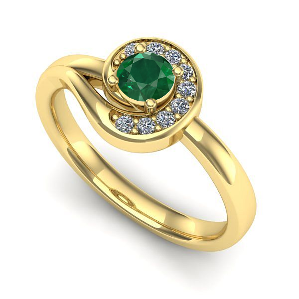 Inel de logodna din aur galben cu smarald