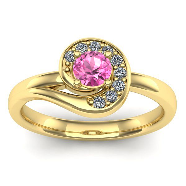 Inel de logodna cu safir roz rotund