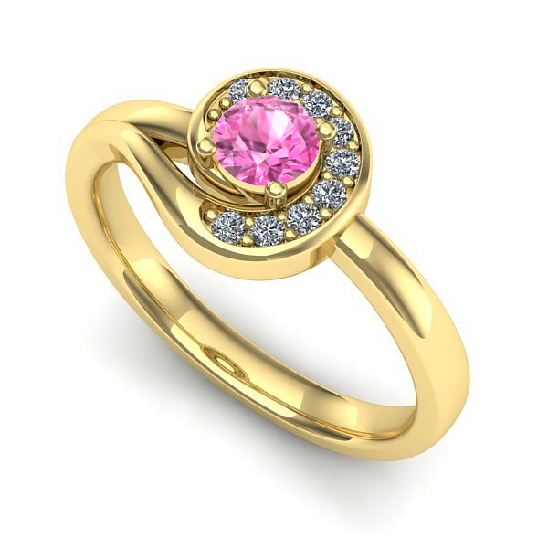 Inel din aur galben cu safir roz