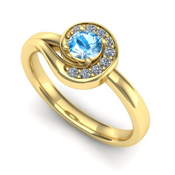 Inel din aur galben cu topaz blue