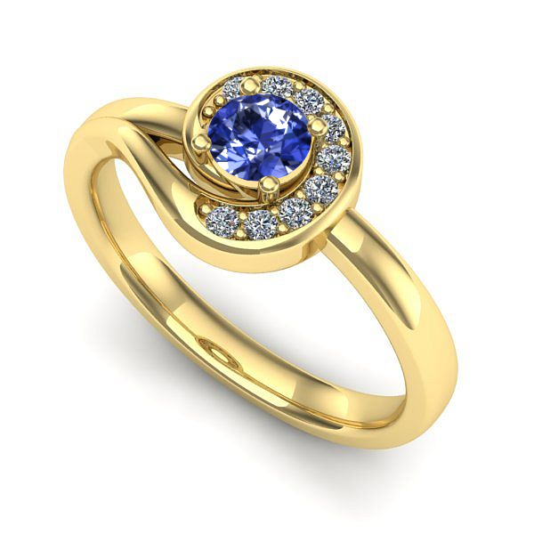 Inel de logodna din aur galben cu tanzanit