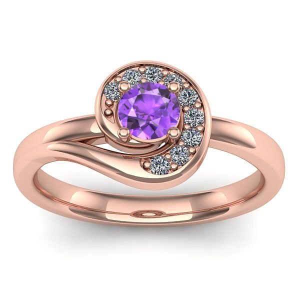 Inel logodna cu ametist rotund