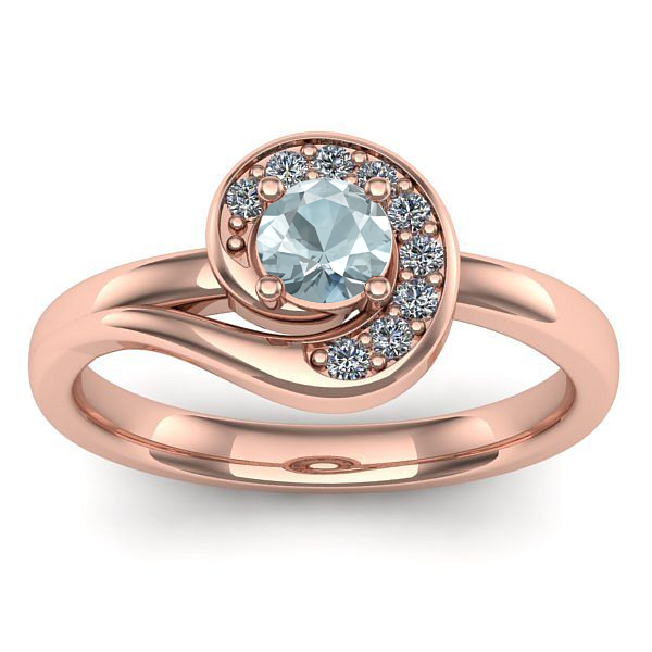 Inel logodna cu aquamarin rotund