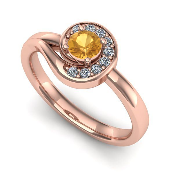 Inel logodna din aur roz cu citrin
