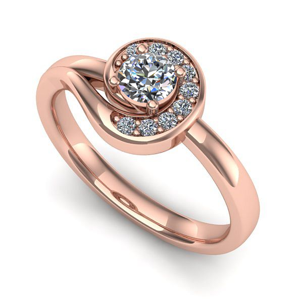 Inel logodna din aur roz cu diamant