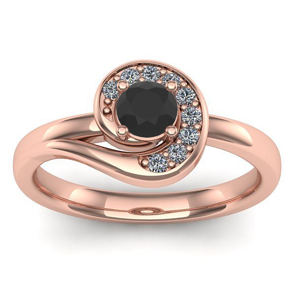 Inel logodna cu diamant negru rotund