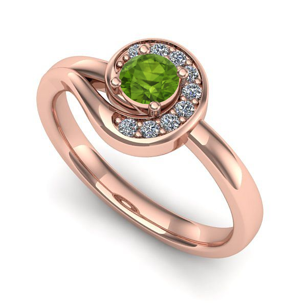 Inel logodna din aur roz cu peridot