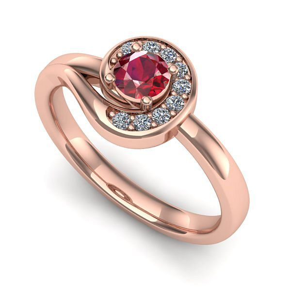 Inel din aur roz cu rubin