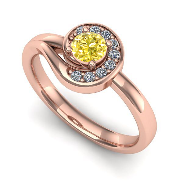 Inel din aur roz cu safir galben