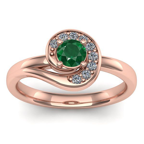 Inel logodna cu smarald rotund