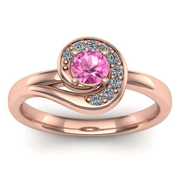 Inel de logodna cu safir roz rotund