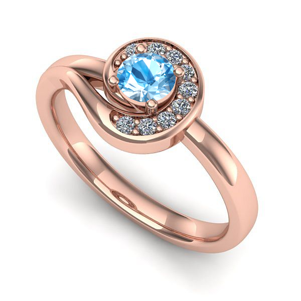 Inel de logodna din aur roz cu topaz blue