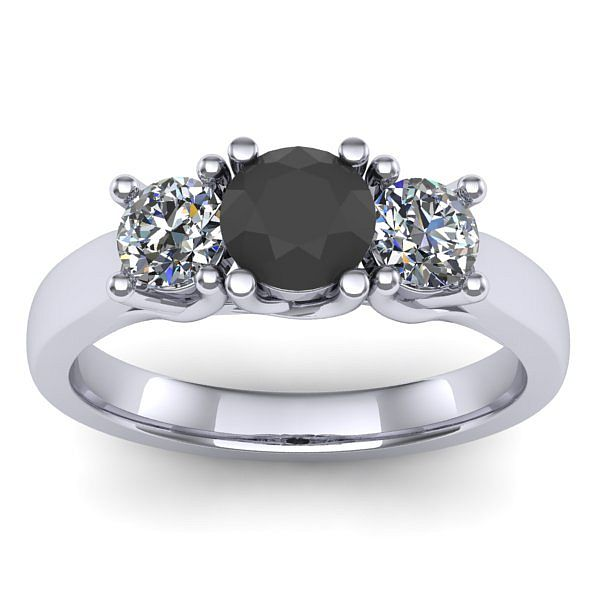 Inel cu diamant negru rotund