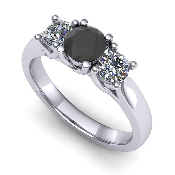 Inel de logodna din aur alb cu diamant negru