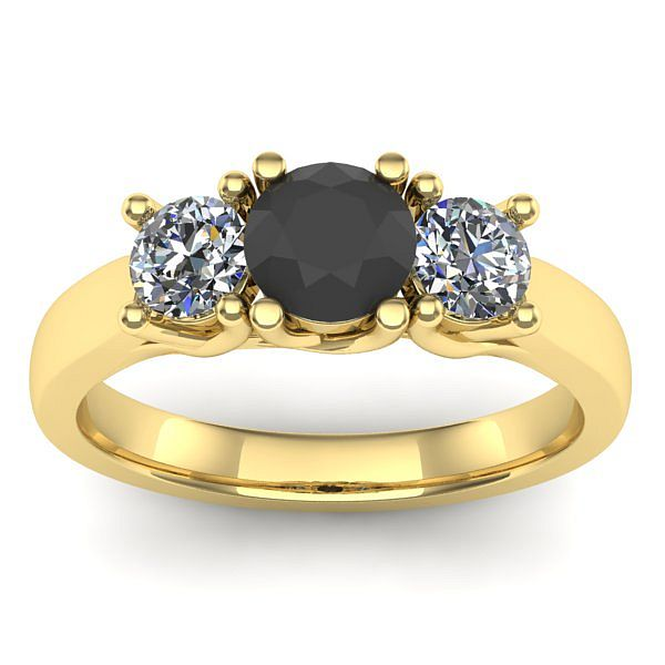 Inel de logodna cu diamant negru rotund