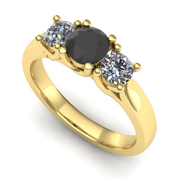 Inel de logodna din aur galben cu diamant negru