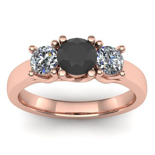 Inel logodna cu diamant negru rotund