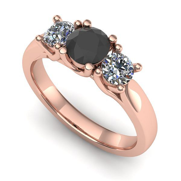 Inel logodna din aur roz cu diamant negru